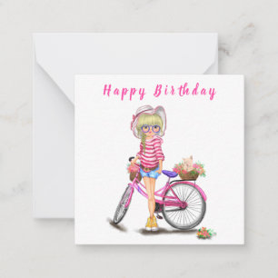 Carte De Correspondance Joyeux anniversaire - mignonne fille blonde avec V