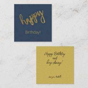Carte De Correspondance Joyeux Anniversaire Paillettes Dorées Nom Personna