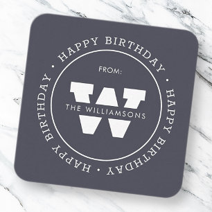 Carte De Correspondance Joyeux Anniversaire Preppy Simple Famille Monogram