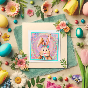 Carte De Correspondance Joyeux Bunny de Pâques mignonette Pink Pastel Insp