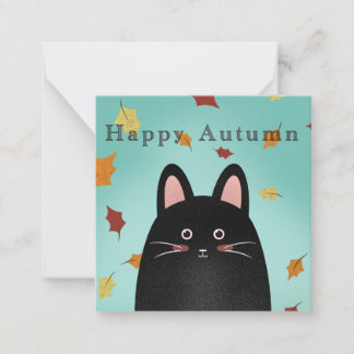 Carte De Correspondance Joyeux chat noir d'automne