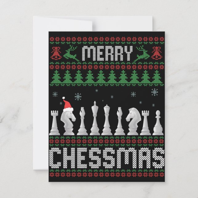 Carte De Correspondance Joyeux Chessmas Drôle de Noël aux échecs Sweat Ugl (Devant)