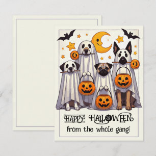 Carte De Correspondance Joyeux Chiens d'Halloween en costume fantôme