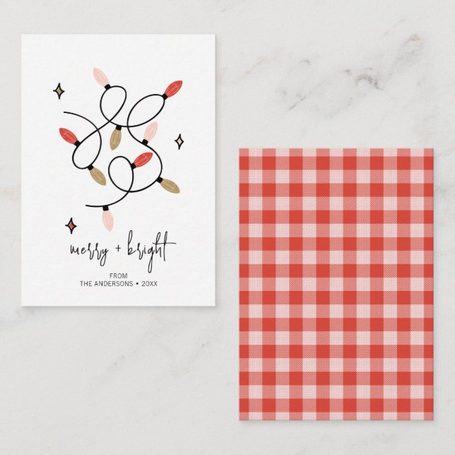 Carte De Correspondance Joyeux et lumineux Noël (Devant / Derrière)
