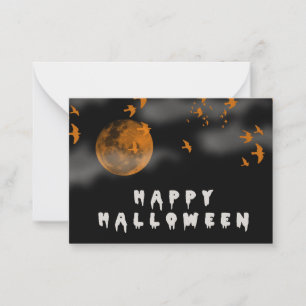 Carte De Correspondance Joyeux Halloween avec pleine lune