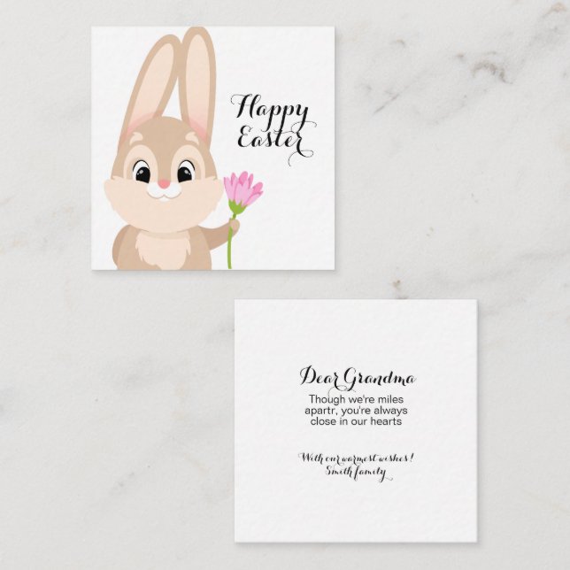 Carte De Correspondance Joyeux lapin mignon de Pâques (Devant / Derrière)