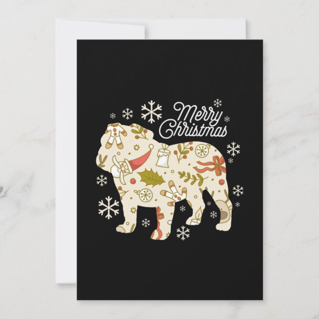 Carte De Correspondance Joyeux Noël Amateur de Bouledogue (Devant)