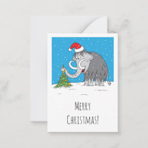 Carte De Correspondance Joyeux Noël Arbre mignon Mammoth Santa Hat