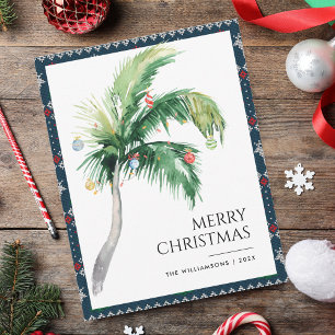 Carte De Correspondance Joyeux Noël Décoré Palm Tree Côte