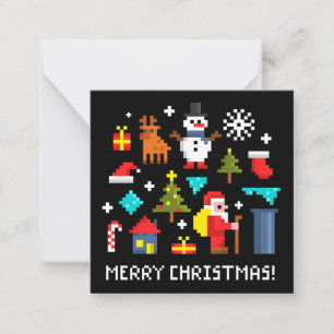 Carte De Correspondance Joyeux Noël dessins animés pixel