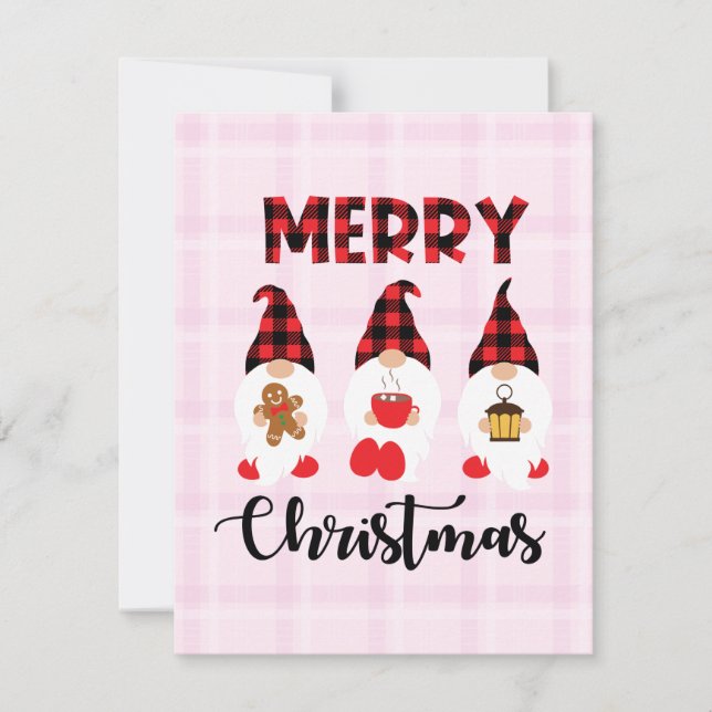 Carte De Correspondance Joyeux Noël - Gnomes à carreaux de Buffalo (Devant)