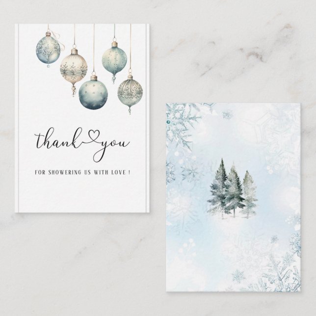 Carte De Correspondance Joyeux Noël Hiver Aquarelle  Baby  Shower (Devant / Derrière)