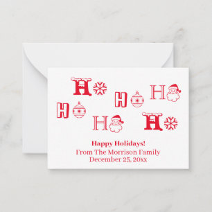 Carte De Correspondance Joyeux Noël Ho Ho Ho nom personnalisé date mignon