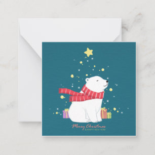 Carte De Correspondance Joyeux Noël : Ours Polaire Illustration Art