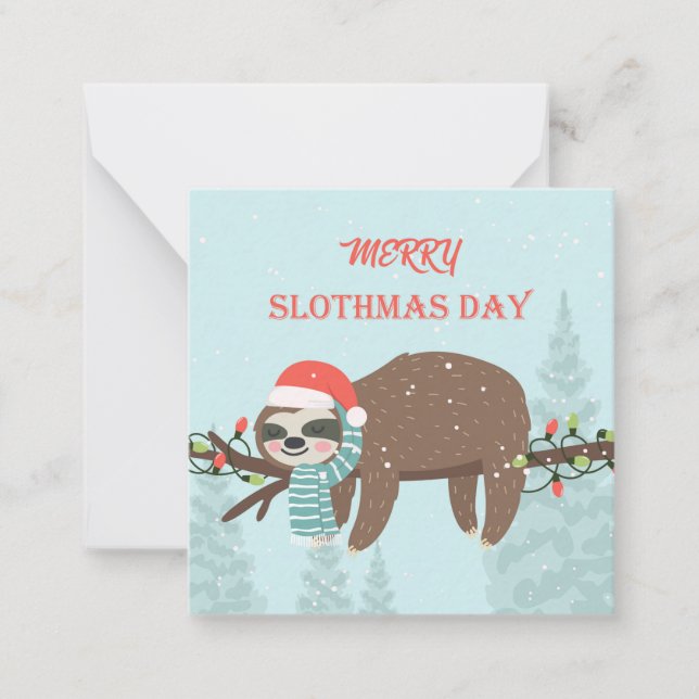 Carte De Correspondance Joyeux Paresseux Noël (Devant)
