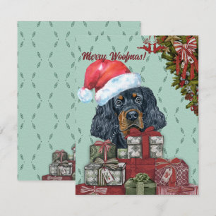 Carte De Correspondance Joyeux Woofmas ! Gordon Setter Santa Hat Noël