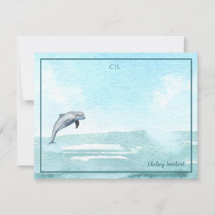 Carte De Correspondance Jumping Dolphin personnalisé Monogramme personnali