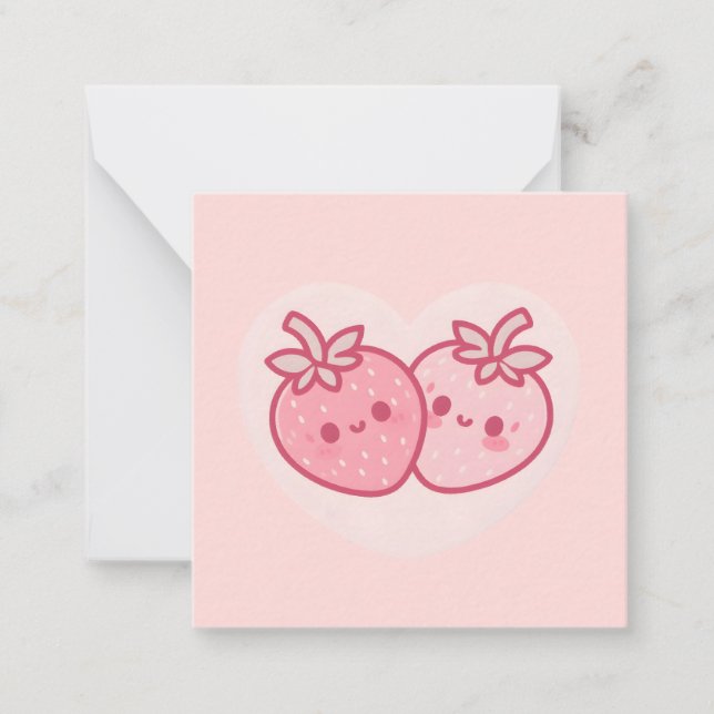 Carte De Correspondance Kawaii Valentines roses Fraises (Devant)