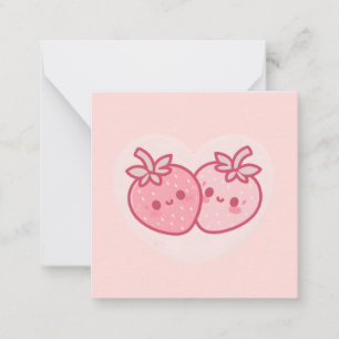 Carte De Correspondance Kawaii Valentines roses Fraises