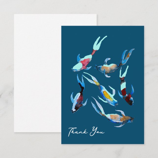Carte De Correspondance Koi Fish aquarelle (Devant / Derrière)