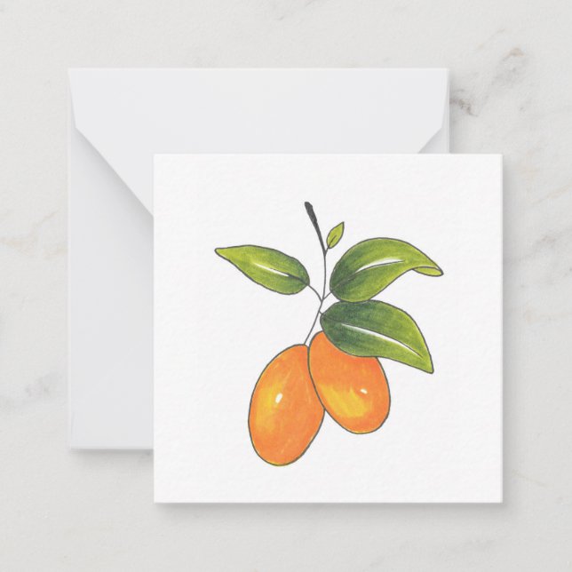 Carte De Correspondance Kumquats tirés à la main (Devant)