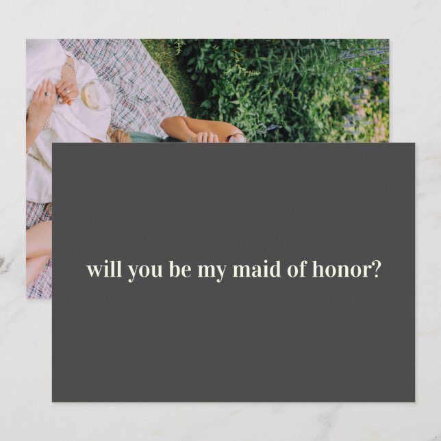 Carte De Correspondance La femme d'honneur propose en noir avec photo sur  (Devant / Derrière)