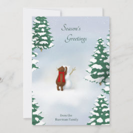 Carte De Correspondance La fête de Noël boisée personnalisée Snowbear