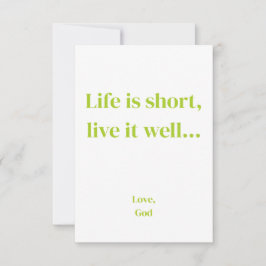 Carte De Correspondance La foi verte La vie est courte, vivez-la bien. Not