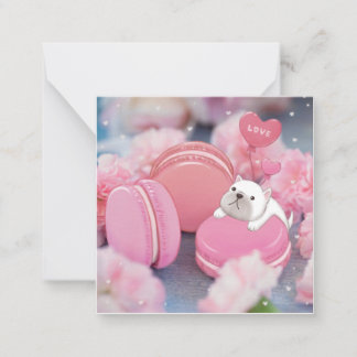 Carte De Correspondance La Saint-Valentin : Bouledogue français, Macarons 