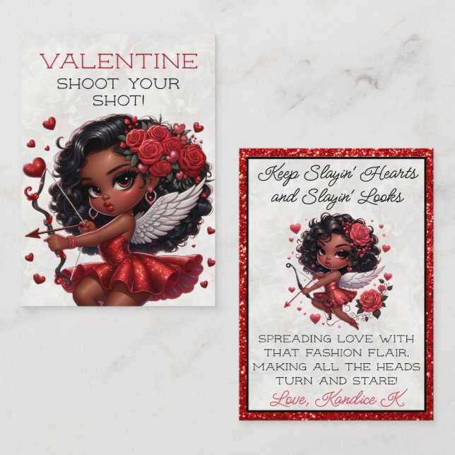 Carte De Correspondance La Saint-Valentin, gourmande afro-américaine (Devant / Derrière)