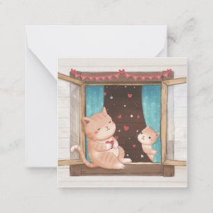 Carte De Correspondance La Saint-Valentin : Illustration de chats et de cœ