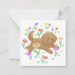 Carte De Correspondance Labradoodle avec fleurs Illustration