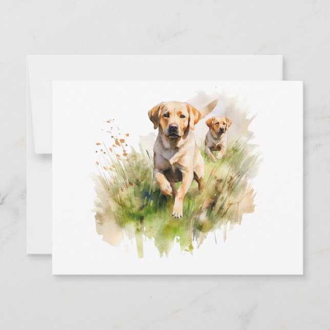 Carte De Correspondance Labradors Jaunes dans la brosse (Devant)
