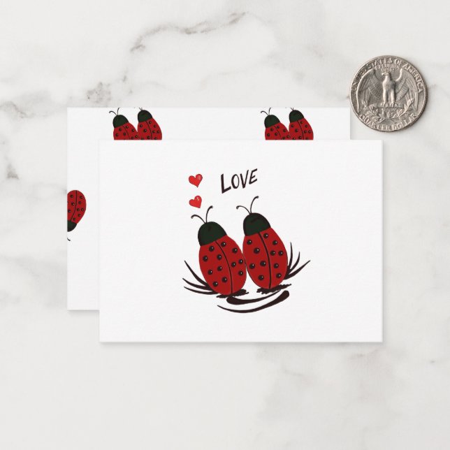 Carte De Correspondance Ladybugs (Devant/Arrière en situation)