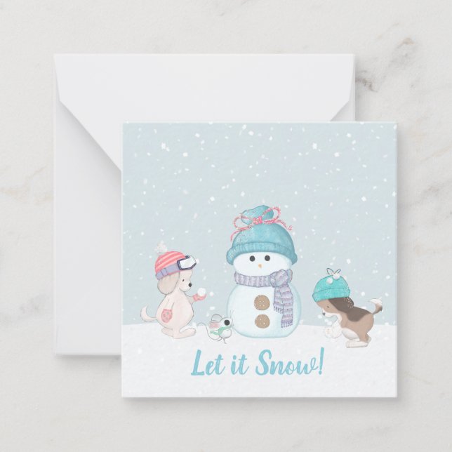 Carte De Correspondance Laissez tomber la neige Chiens mignons (Devant)