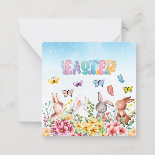 Carte De Correspondance Lapin Drôle Joyeuse Fête de Pâques (Devant)
