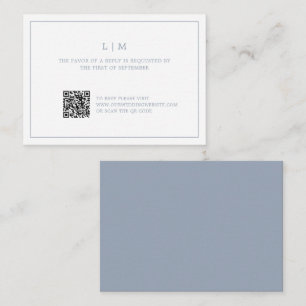 Carte De Correspondance Lauren Dusty Blue Monogram Mariage élégant
