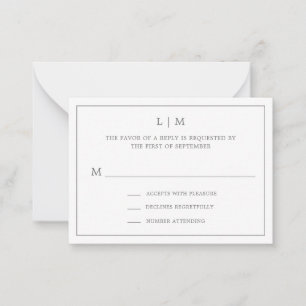 Carte De Correspondance Lauren Grey Monogramme Mariage élégant