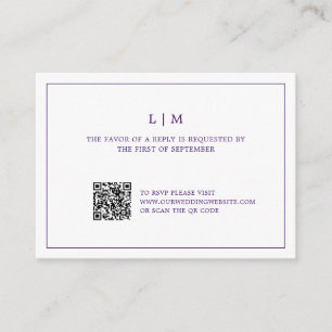 Carte De Correspondance Lauren Purple Monogramme Mariage élégant