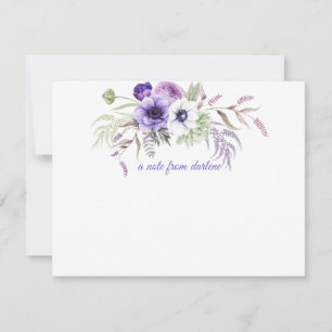 Carte De Correspondance Lavande violette Aquarelle blanche Fleurs verdure