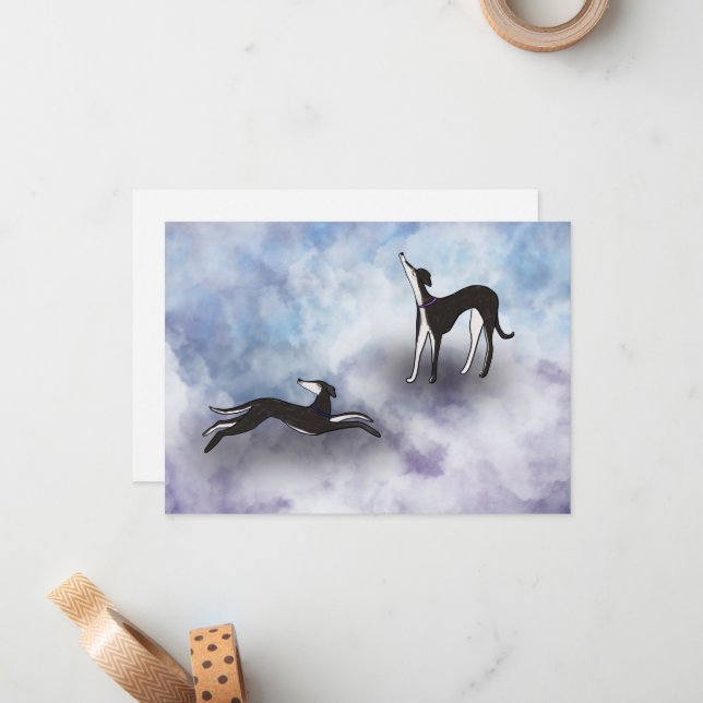 Carte De Correspondance Le paradis de Saluki Greyhound (Devant/Arrière en situation)