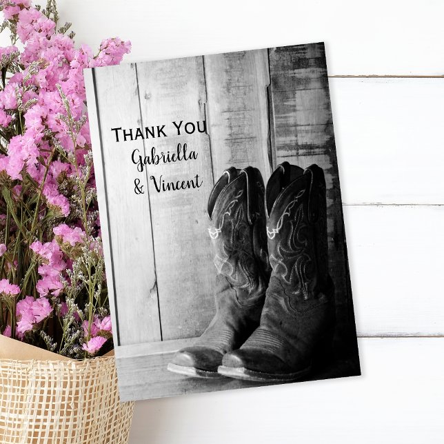 Carte De Correspondance Le rustique Cowboy Botte le Merci Mariage occident (Créateur téléchargé)