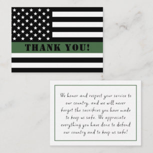 Carte De Correspondance Légère Ligne verte Drapeau Appréciation militaire