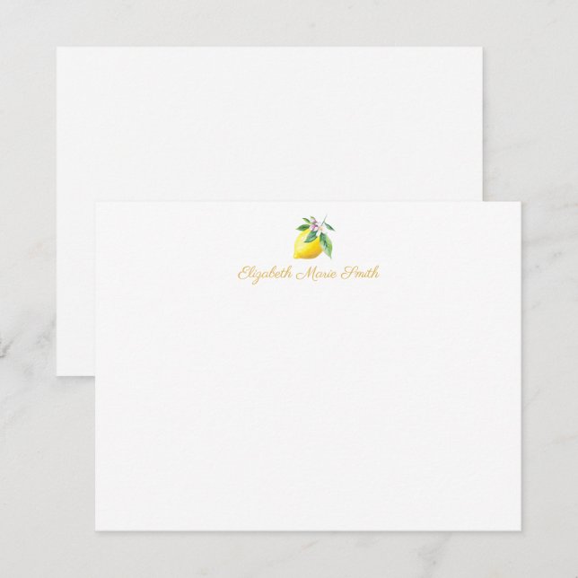 Carte De Correspondance Lémon botanique fleuri jaune moderne (Devant / Derrière)