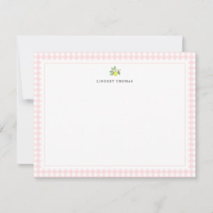 Carte De Correspondance Lemon rose à carreaux personnalisé