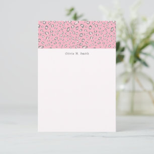 Carte De Correspondance Leopard rose gris 2 personnalisé