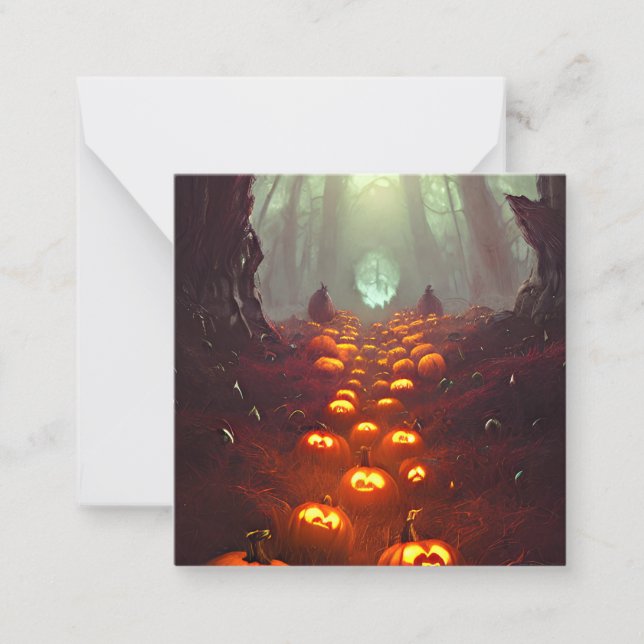 Carte De Correspondance Les Citrouilles d'Halloween dans la forêt hantée (Devant)
