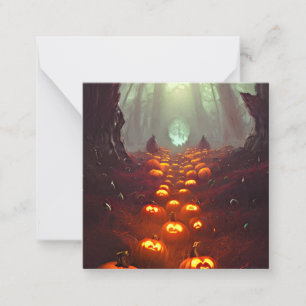 Carte De Correspondance Les Citrouilles d'Halloween dans la forêt hantée