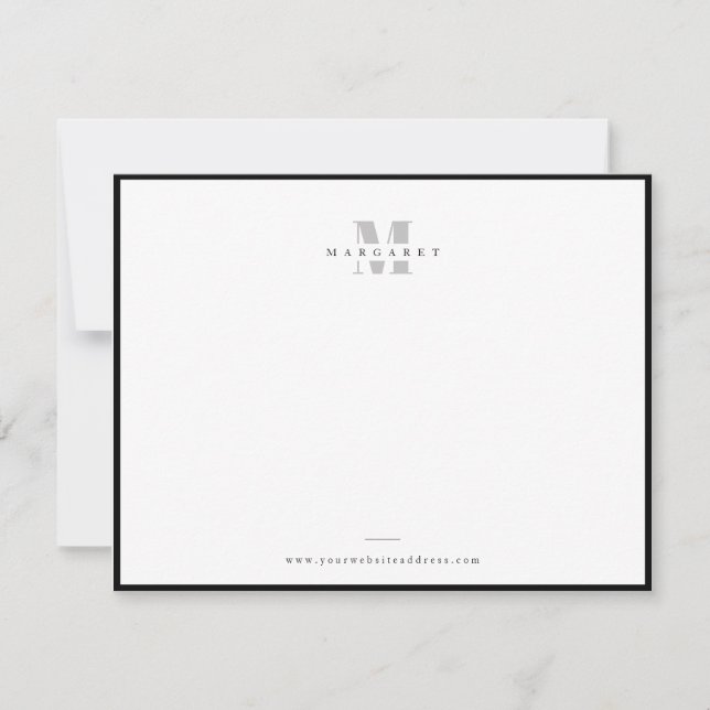 Carte De Correspondance Lettre Gris Gras Chic Lettre Gras Simple Nom Monog (Devant)