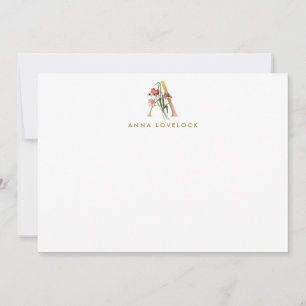 Carte De Correspondance Lettre Monogramme Florale A Personnalisée